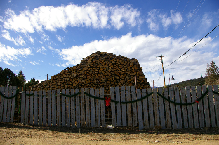 The best woodpile in the world in Mora, New Mexico.