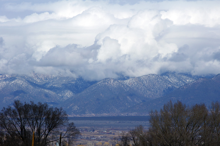 Taos Mountain hidden in the clouds