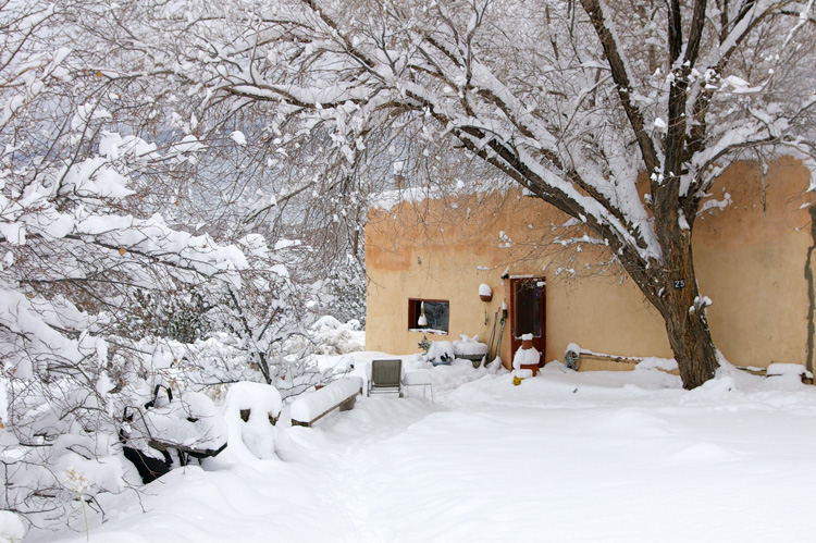 Snowy yard in Llano Quemado, NM in January, 2009