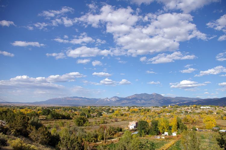 Taos as seen from the Llano rim on a sunny autumn day