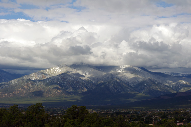 Taos Mountain and snow clouds