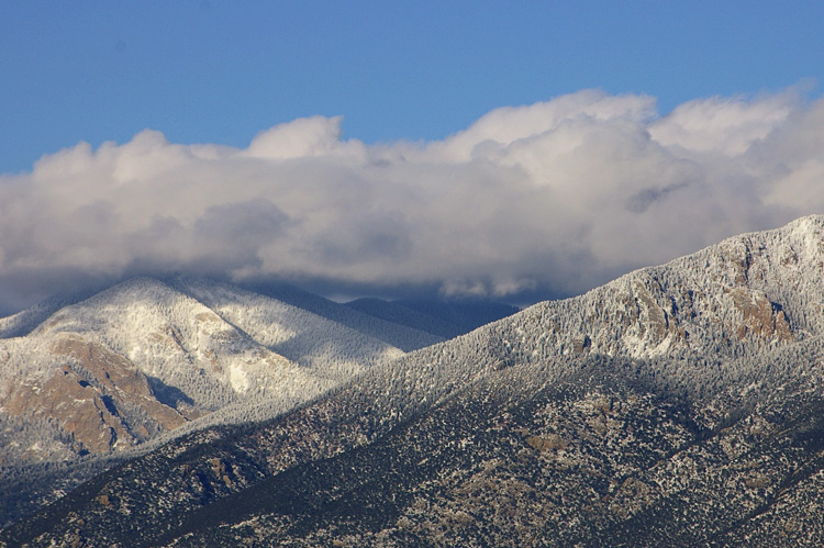 Snowy mystery mountains near Taos, New Mexico.