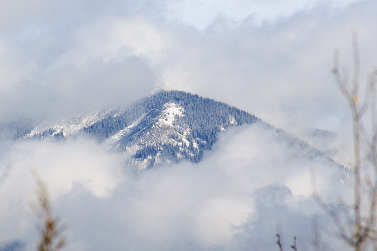Taos Mountain and clouds, close-up