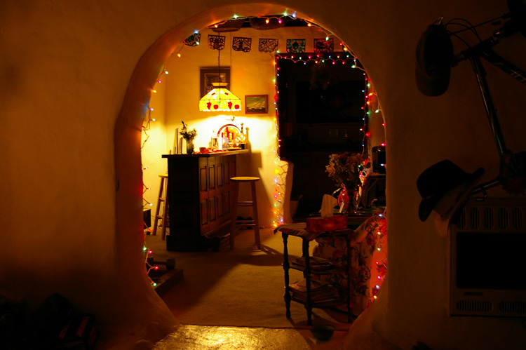 Our saloon in Llano Quemado, decorated for Christmas.