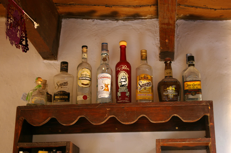 Tequila bottle collection, Taos, New Mexico