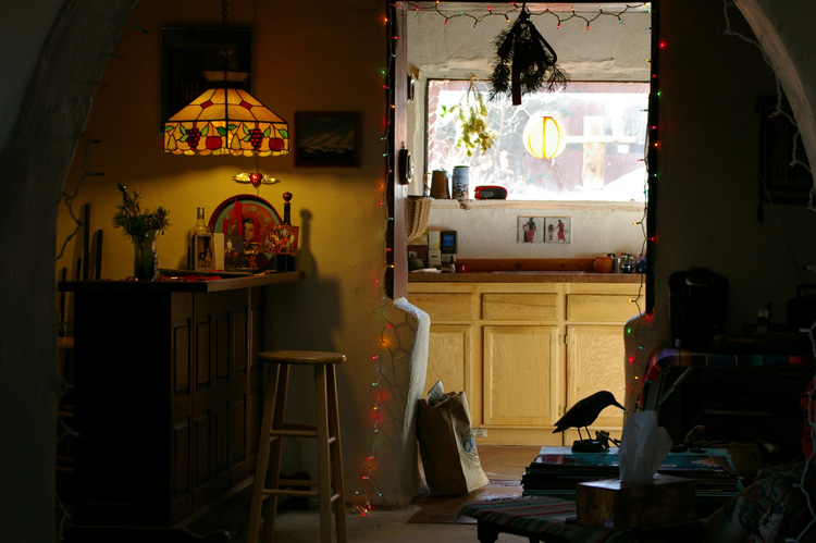 Our saloon in Llano Quemado, decorated for Christmas.