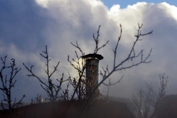 chimney in winter sky