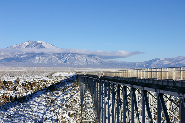 Rio Grande Gorge Bridge and Taos Mountain on this day in 2006.