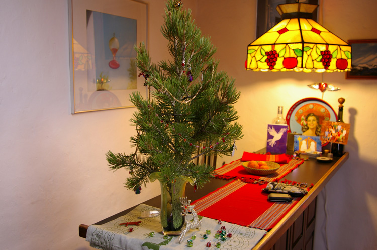 Christmas tree on the bar in Taos, NM