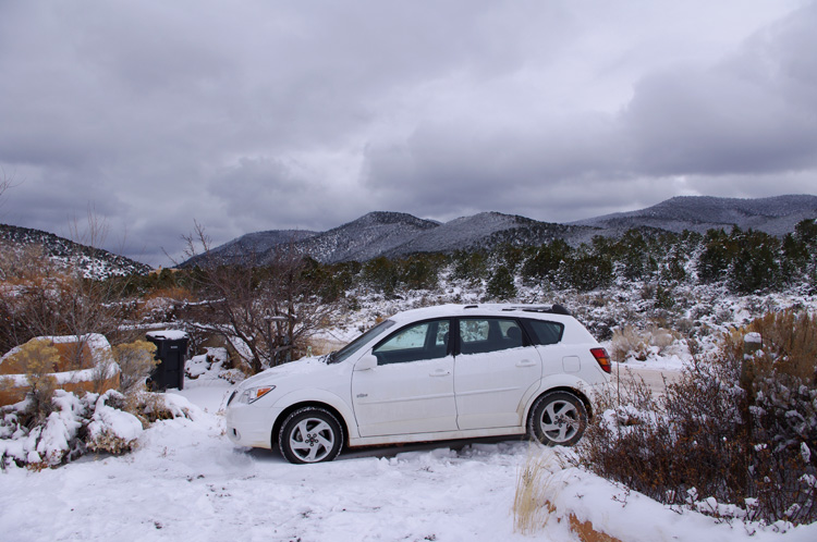 Outside the studio in Taos, New Mexico