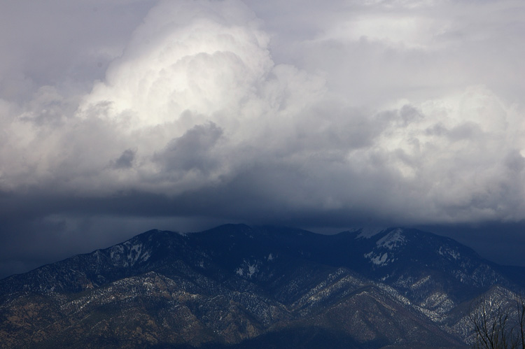 Taos Mountain and clouds, close-up