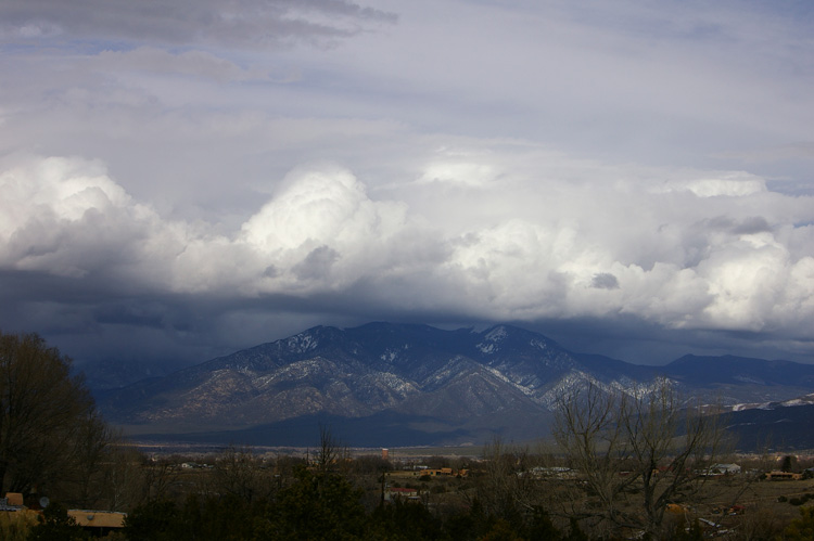 Taos Mountain and clouds in late afternoon