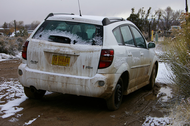 Typical Taos February road scene. Look out for the mud!