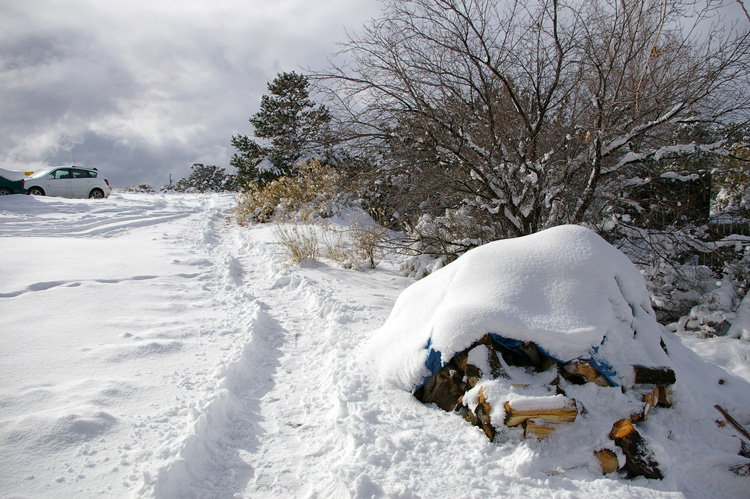 Eight inches of the white stuff in Taos, New Mexico