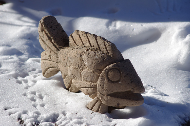 carved stone fish from Michoacan
