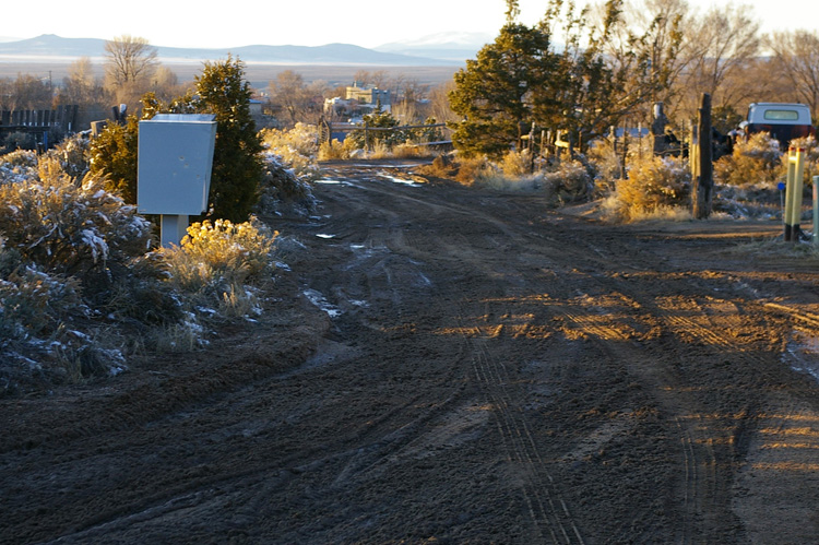 Muddy road in Taos, New Mexico