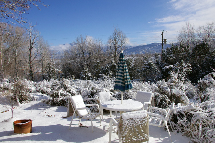 A snowy first day of spring in Taos, New Mexico