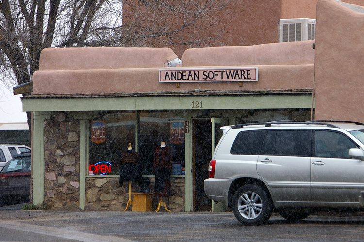 Taos street scene w/ snow