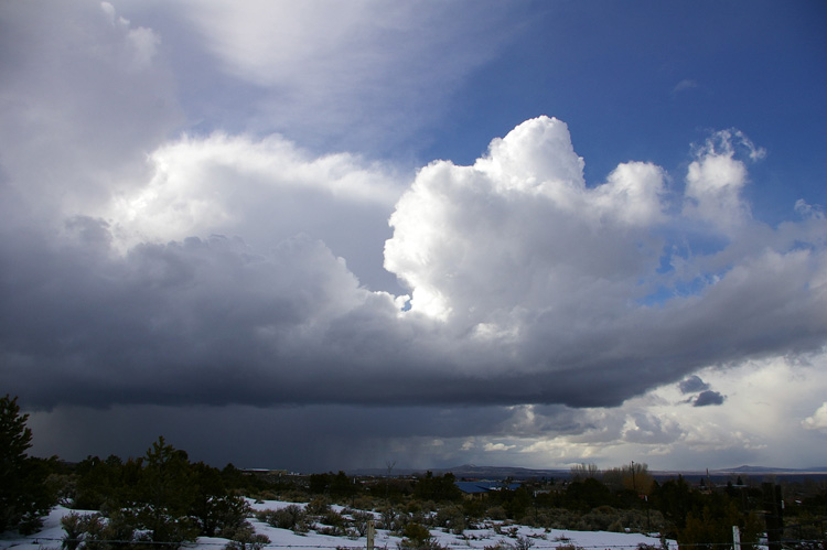 A snow squall approaching Taos, New Mexico