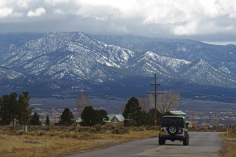Heading south on Blueberry Hill Road in Taos, New Mexico, U.S.A.