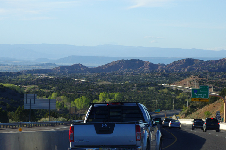 shot through the windshield north of Santa Fe