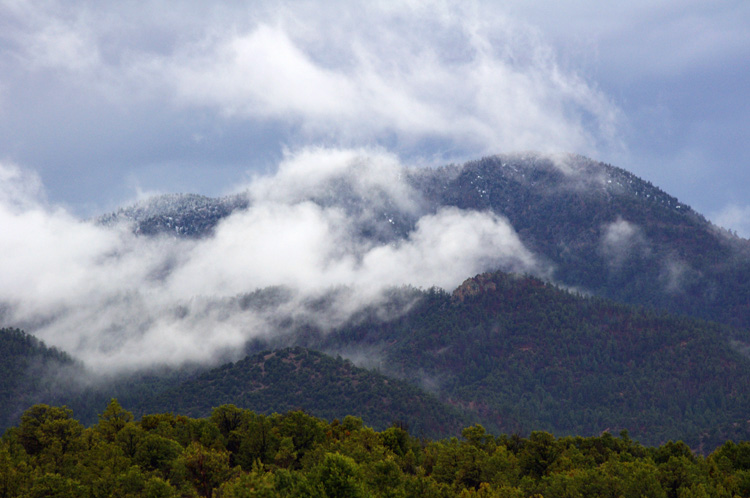 Clouds on the mountains after a rain in Taos