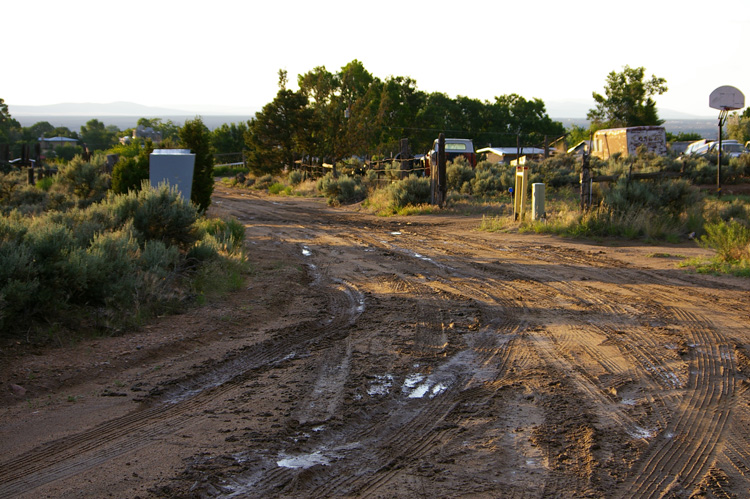 muddy road in Taos, New Mexico