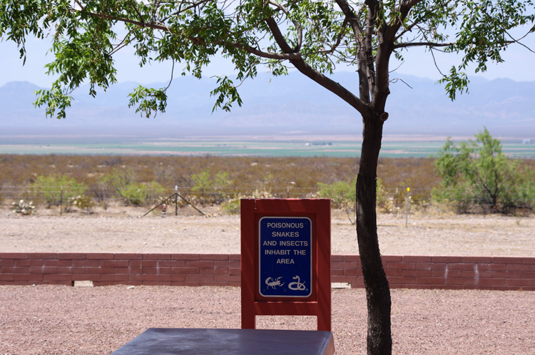 Warning sign at Arizona rest area (scorpions and snakes)