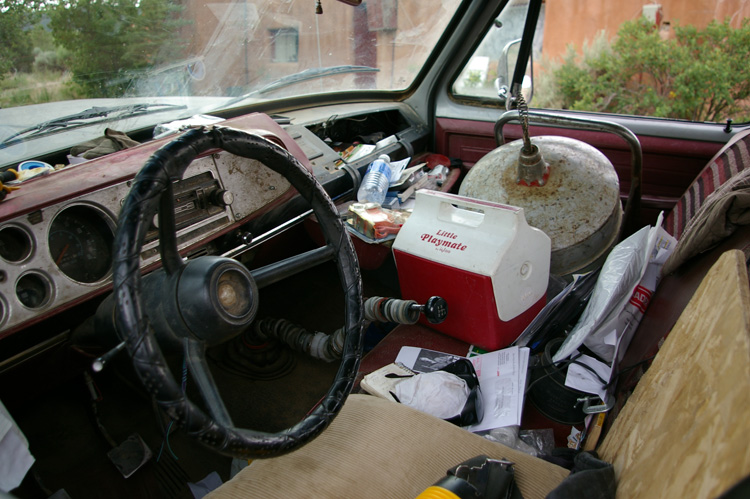 Interior of plumber's truck in Taos, NM