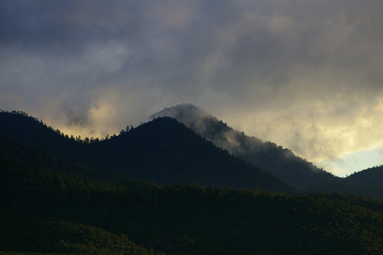Evening clouds and mist after a rain, south of Taos, New Mexico