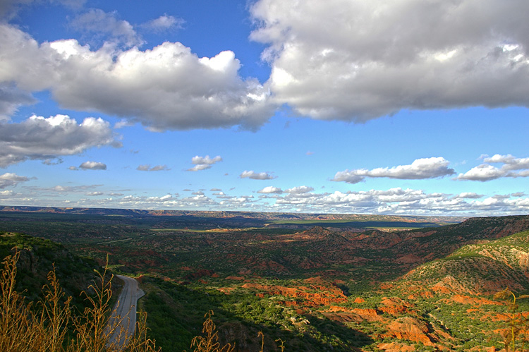 A wide shot of Palo Duro Canyon south of Amarillo, TX