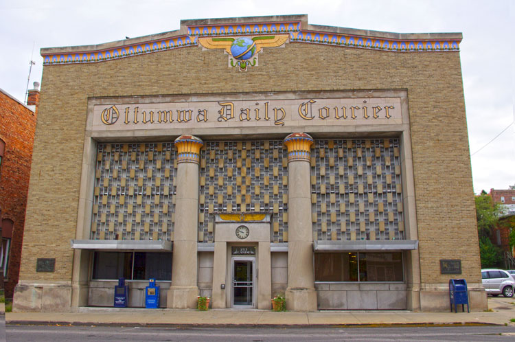 Egyptian Revival style newspaper building in Ottumwa, Iowa